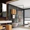Wall Mounted Bamboo Toilet Storage Box,Wall Cabinet with Double Doors And Towel Rack,Storage Cabinet For Bathroom Kitchen-Cuddlewood - 2 of 4