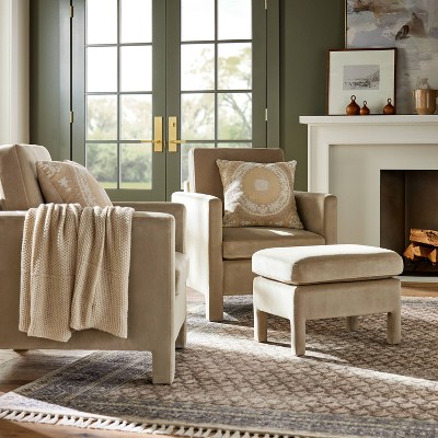 Talbert Pillow Top Slipper Chair with Casters Olive Green Velvet (KD) -  Threshold™ designed with Studio McGee