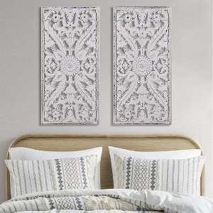 MAYEERTY Wall Decoration Carved Wood 2 piece Interior - 1 of 4