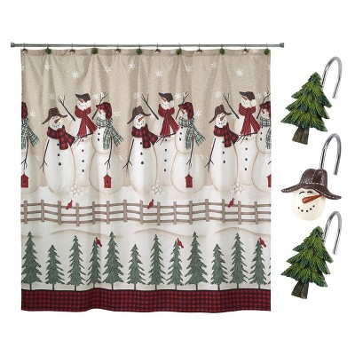 Snowmen Gathering Shower Curtain & Shower Hook Set