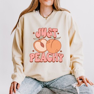 Simply Sage Market Just Peachy Colorful Peach Lightweight Garment Dyed Sweatshirt - 1 of 4
