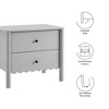 Modway Emmeline 2-Drawer Nightstand – Scalloped Edge Design with Brass Knobs and Light Gray Finish - 3 of 4