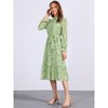 INSPIRE CHIC Women's Floral Mock Neck Long Sleeve Elastic Waist Flowy Midi Dress - 4 of 4