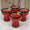 Dos Sueños Mexican Hand Blown  Stemless Margarita Glasses - Blue Rim - 14oz - Set of 4 - 3 of 4