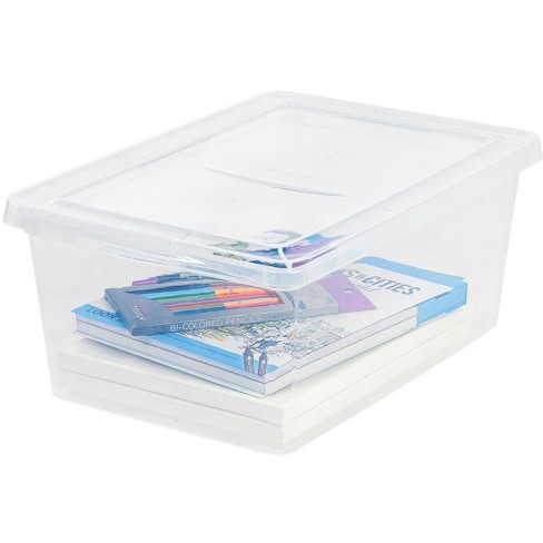 Iris Usa Plastic Stackable And Nestable Storage Bin Tote Organizing  Container, Clear : Target