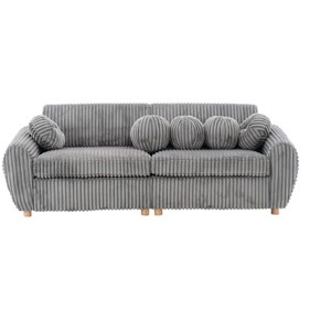 TiramisuBest Modern 84" White Corduroy Sectional Sofa Couch, Upholstered Loveseat for Living Room, Apartment, Bedroom, and Home Office - 1 of 4