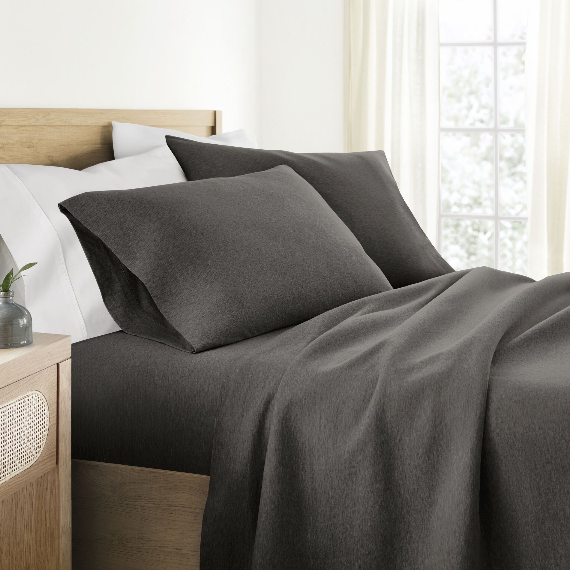 100% Cotton Jersey Sheets Set - King, Queen, Full, TwinXL, Twin - Soft, Breathable, Deep Pockets, Easy Care - 4 Pieces - Becky Cameron