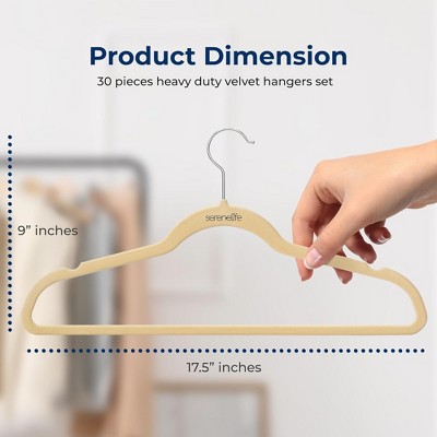 Ivory Velvet Non-Slip Clothes Hangers, 30-Pack