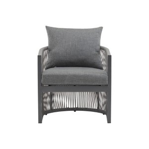 TiramisuBest Modern Gray Curved Aluminum Lounge Chair with Rope-Weave Design,Cushioned Comfort for Outdoor Living - 1 of 4