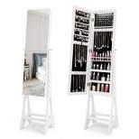 Costway LED Jewelry Cabinet Armoire with  Bevel Edge Mirror Organizer Mirrored Standing