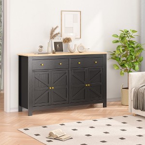 Storage Cabinet, Kitchen Sideboard, 2 Drawers And 4 Doors, Farmhouse Coffee Bar Cabinet, Wooden Storage Cabinet, for Kitchen, Living Room - 1 of 4