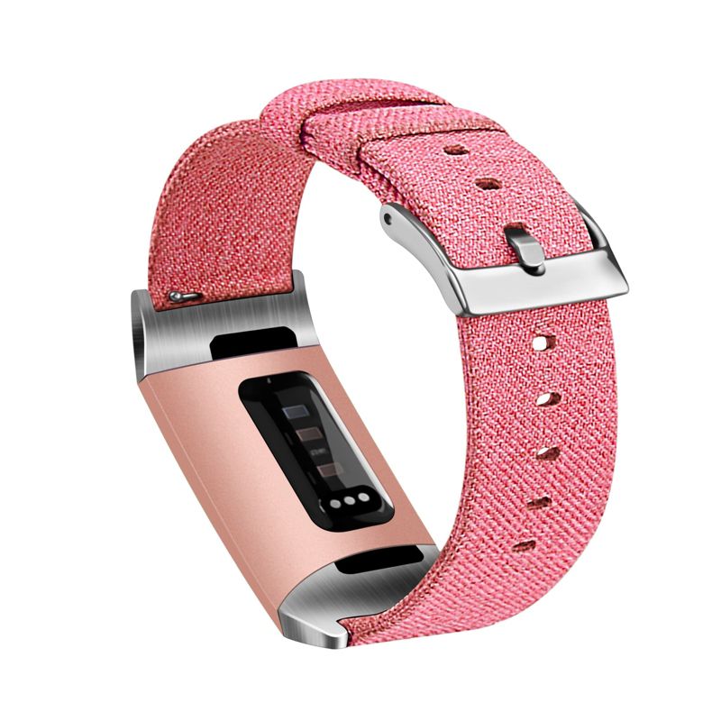 Insten Fabric Watch Band Compatible with Fitbit Charge 3, Charge 3 SE, Charge 4, and Charge 4 SE, Fitness Tracker Replacement Bands, Rose Red, 3 of 7