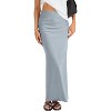 Women's Elegant Satin Maxi Skirt - High Waist A-Line Long Skirt with Smooth Zipper Grey - 2 of 4