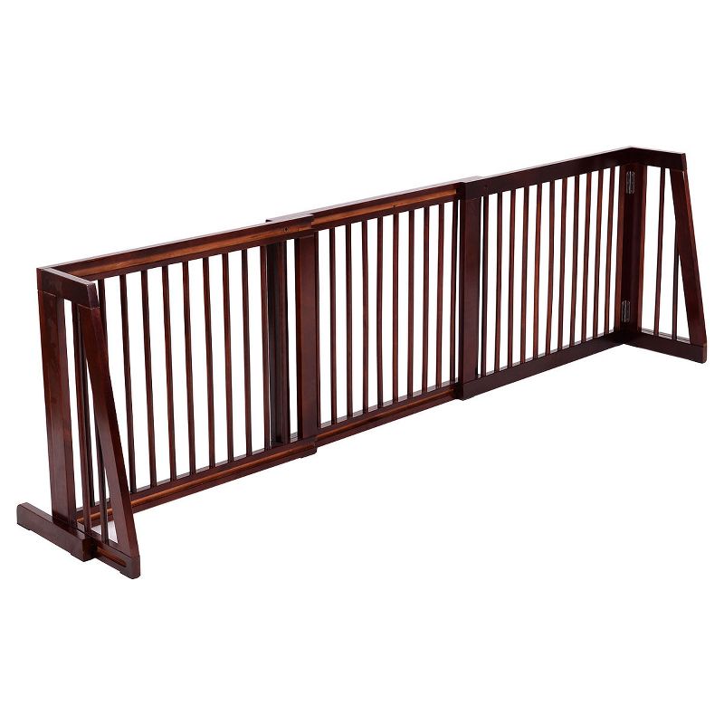 Costway Folding Adjustable 3 Panel Wood Pet Dog Slide Gate Safety Fence, 2 of 8