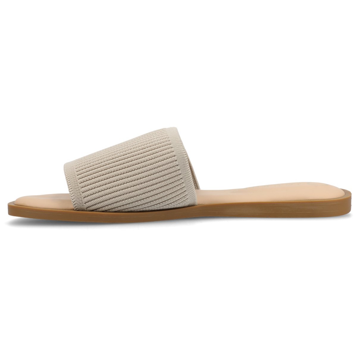Женские сандалии Journee Collection Women's Prisilla Linen Slip On Slide Sandals, Taupe 7 — фото 2