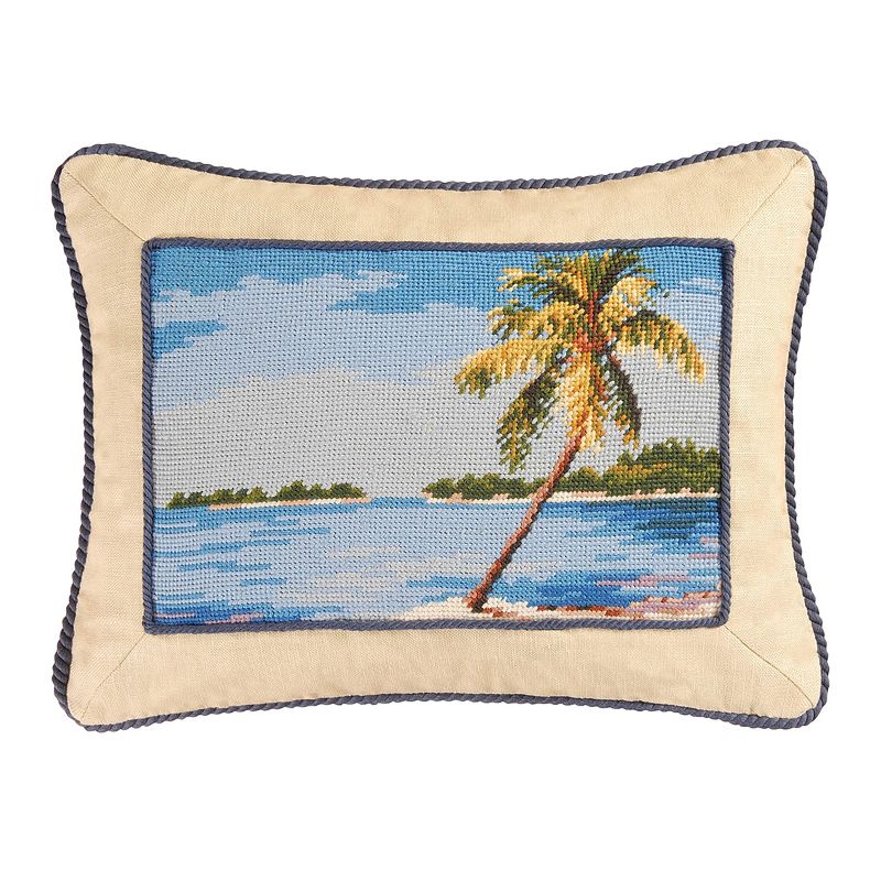 C&F Home 12" x 16" Palm Tree Needlepoint Pillow, 1 of 2