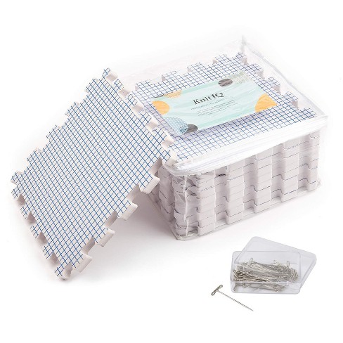  Blocking Mats for Knitting[9-Pack], Extra Thick Blocking Boards  with Grids for Crochet Projects or Needlepoint, Knitting Mats with 100  T-pins and Non-Oven Storage Bag Pack of 9