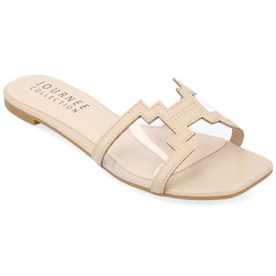 Journee Collection Womens Jamarie Slip On Slide Flat Sandals