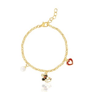 Disney Mickey or Minnie Mouse Charm Bracelet 6.5" + 1" - Official License Gold Plated 100th Anniversary Limited Edition Bracelet - 1 of 4