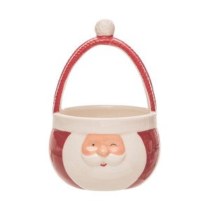 Transpac Ceramic 8.5 in. Multicolor Christmas Cheerful Santa Bowl with Handle - 1 of 1