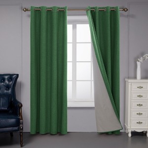 Deconovo Faux Linen Total Blackout with Coating Curtains (2 Panel) - 1 of 4