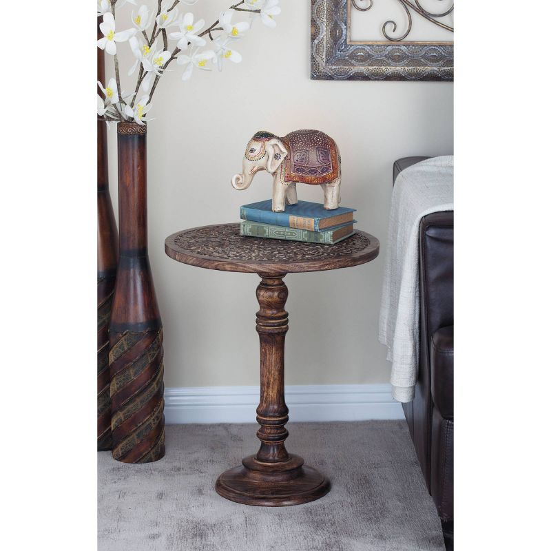 Carved Mango Wood Accent Table Brown - Olivia &#38; May, 3 of 20
