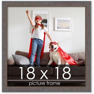 PosterPalooza | Square Textured Grey Picture Frame - UV Acrylic, Foam Board Backing, Hanging Hardware - 1 of 4