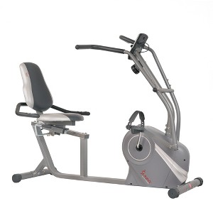 Sunny Health & Fitness Cross Trainer Magnetic Recumbent Exercise Bike with Arm Exerciser - Gray - 1 of 4