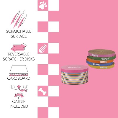 THE LICKER STORE Kate 12" Modern Patterned Cardboard Reversible Cat Scratcher Pad in Box with Catnip, Multi-Colored (5-Pack)