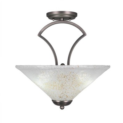 Toltec Lighting Zilo 3 - Light Flush Mount in  Graphite with 16" Gold Ice Shade