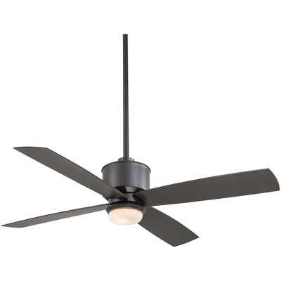 52" Minka Aire Industrial Indoor Outdoor Ceiling Fan with LED Light Remote Control Smoked Iron Opal Glass Wet Rated for Patio Barn