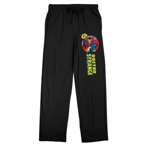 Marvel Comics Presents Dr. Strange With Logo Men's Black Sleep Pajama Pants - 1 of 4