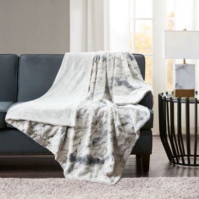 Sapphtopaz Oversized Faux Fur Throw Blanket, 60" x 70" Reversible Faux Mink Luxury Decorative Blanket, Throw Blanket for Couch, Fleece Blankets