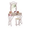 Vanity Set White Purple - Acme Furniture: Butterfly-Shaped Desk with Stool & Storage Drawer - 3 of 4