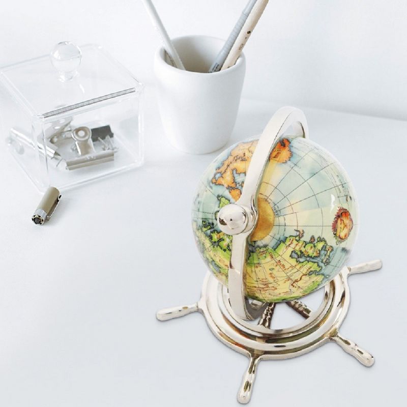 Vintiquewise Educational Decorative World Globe on Sailor Wheel for Office, Home, and School, 5 of 7