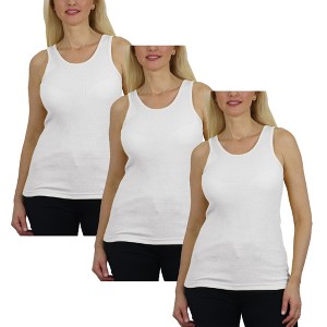 Galaxy By Harvic Women's Loose Fit Ribbed Tank Top-3 Pack - 1 of 4