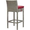Modway Conduit Outdoor Patio Wicker Rattan Bar Stool - Light Gray Red - 3 of 3