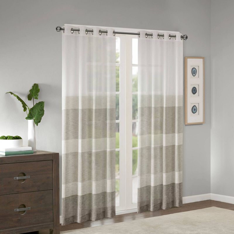 Jacey Woven Striped Sheer Window Panel, 3 of 9