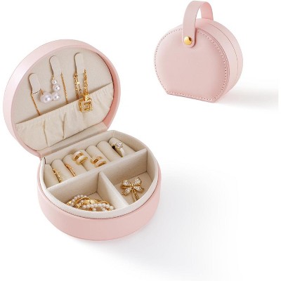 Small Travel Jewelry Case, Portable Jewelry Organizer Box for Necklace Rings Earrings