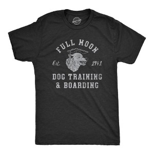 Mens Full Moon Dog Training And Boarding T Shirt Funny Halloween Werewolf Tee For Guys - Crazy Dog Men's T Shirt - 1 of 4