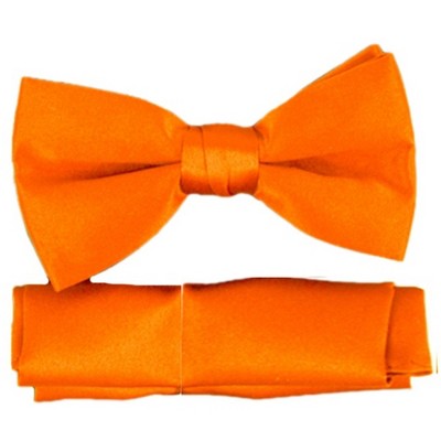 New Men's Solid Pre Tied Bow Tie and Hanky Set