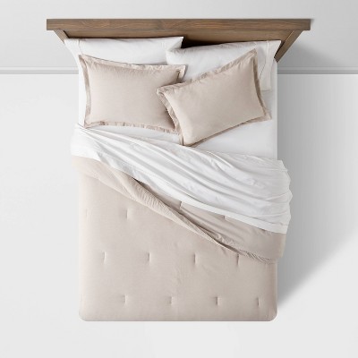 Threshold Full/Queen Cotton Linen Chambray Comforter & Sham Set Blue - Threshold™: Woven Bedding Sets, OEKO-TEX Certified — фото 3