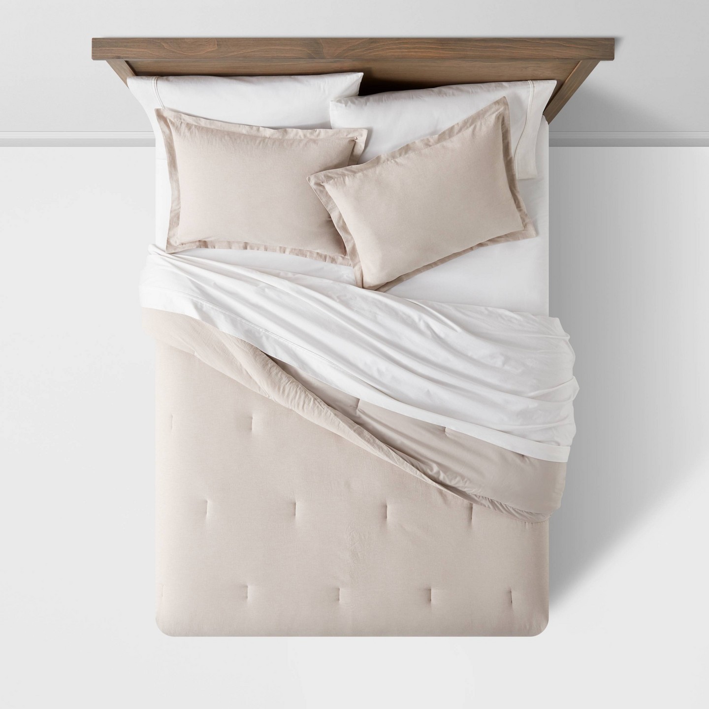 Threshold Full/Queen Cotton Linen Chambray Comforter & Sham Set Blue, цвет: Хаки — фото 3