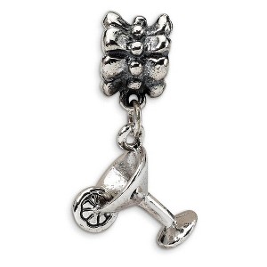 Black Bow Jewelry Sterling Silver Margarita Glass Dangle Bead Charm - 1 of 3