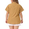 Agnes Orinda Women's Plus Size Short Sleeve V Neck Chest Pocket Solid Button Down Shirts - 4 of 4