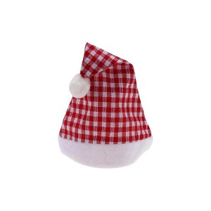 Unique Bargains Christmas Hat Plaid Christmas Hat Polyester 11.02"x15.75" 1 Pc - 1 of 4