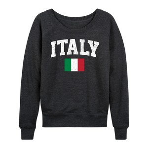 Women's - Instant Message - Italy Flag Lightweight French Terry Wide Neck Long Sleeve Graphic Shirt - 1 of 4