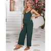 Women's Maternity Jumpsuit Sleeveless V Neck Ribbed Adjustable Strap Layered Front Wide Leg Overall Rompers - image 3 of 4