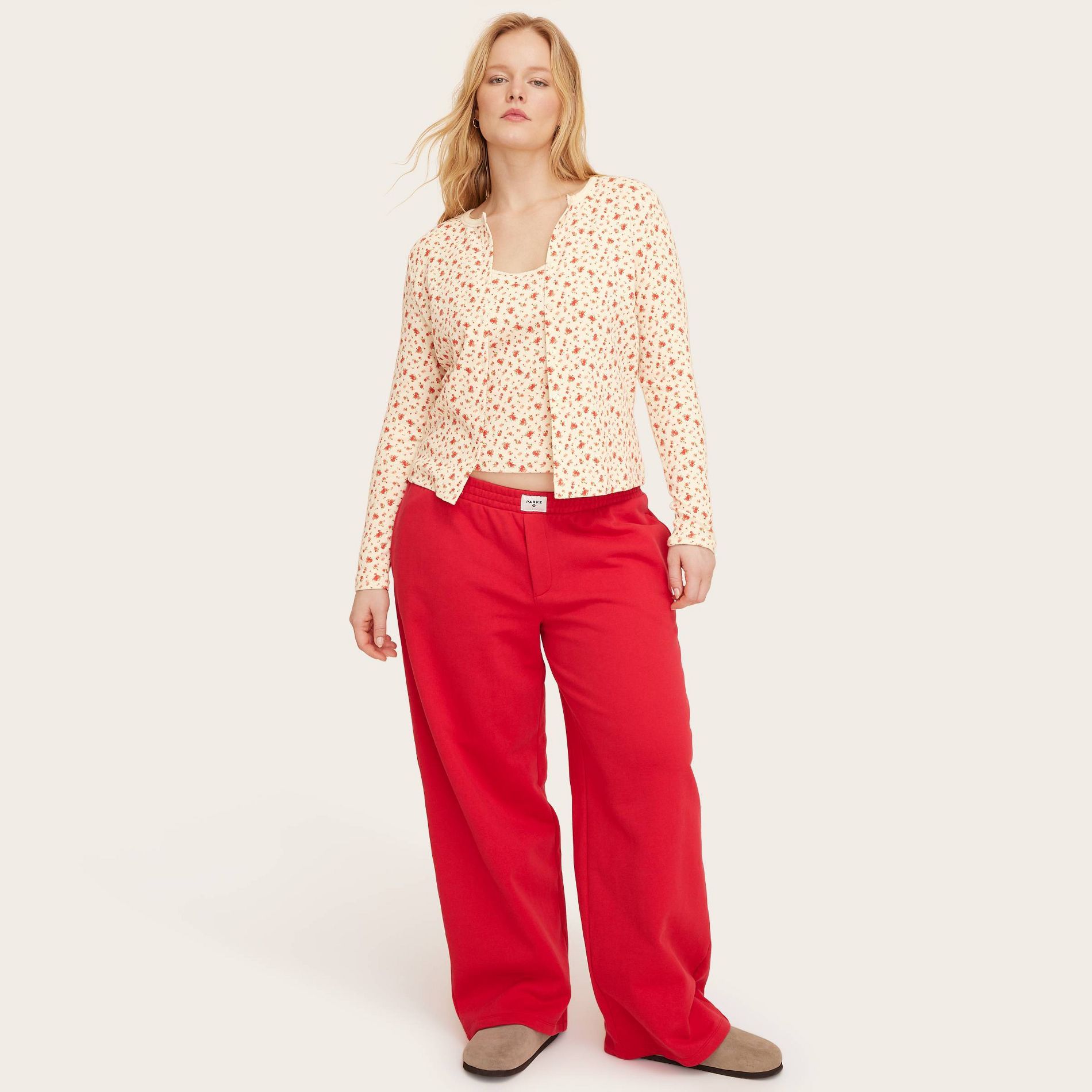 Women's High-Rise Boxer Sweatpants - Parke x Target Red