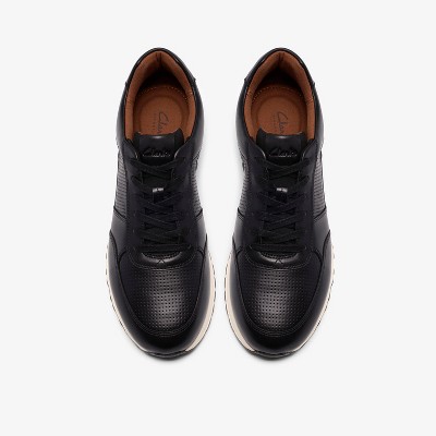 Clarks Mens Radwell Tie Black Leather Shoes 11 Medium — фото 6